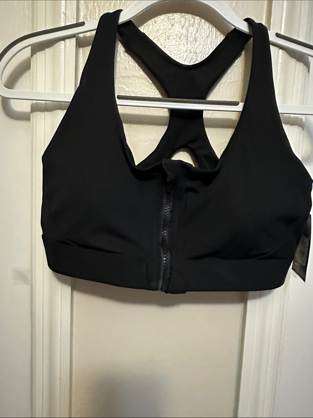 Avia Black Front-Zip Racerback Sports Bra